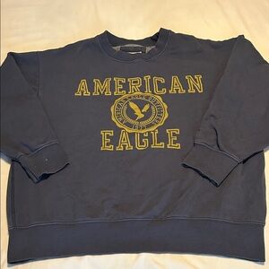 American Eagle Outfitters Men's Blue Crewneck Sweatshirt